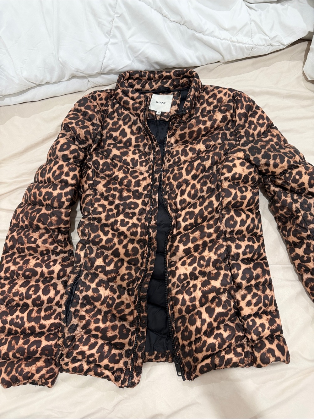 Leopard Print Quilted Puffer Jacket - Brown by A New Day